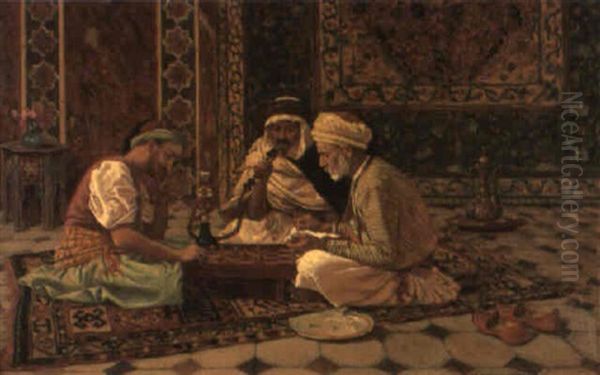 The Game Of Draughts Oil Painting by Aloysius C. O'Kelly