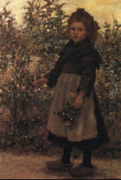 Picking Roses In A Breton Garden Oil Painting by Aloysius C. O'Kelly