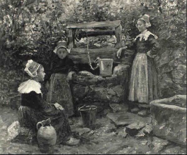 At The Well, Brittany Oil Painting by Aloysius C. O'Kelly