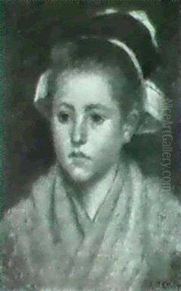 Young Breton Maiden. Oil Painting by Aloysius C. O'Kelly