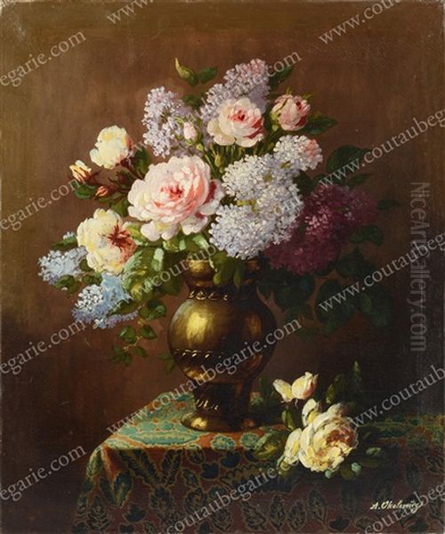 Vase Fleuri Oil Painting by Nikolai Andreievitch Okolowitch