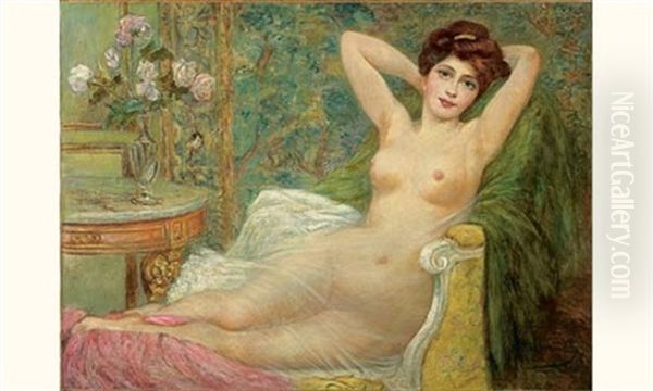 Jeune Femme Nue Oil Painting by Nikolai Andreievitch Okolowitch