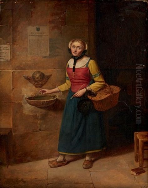 L'entree A L'eglise Oil Painting by Pierre Victor Olagnon