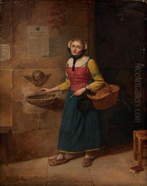 L'entree A L'eglise Oil Painting by Pierre Victor Olagnon