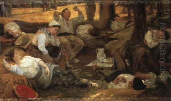 The Harvester's Siesta Oil Painting by Ignacio Diaz Olano