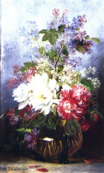 Flores Oil Painting by Frederico Olaria