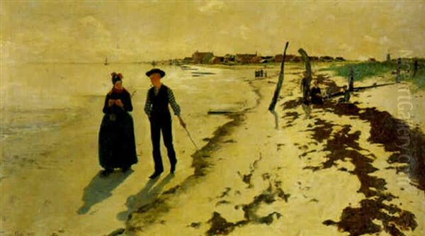 Paar Am Holsteinischen Strand Oil Painting by Hans (Johann Wilhelm) Olde