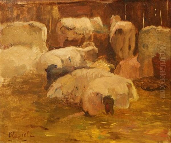 Sheep Oil Painting by Ferdinand Oldewelt