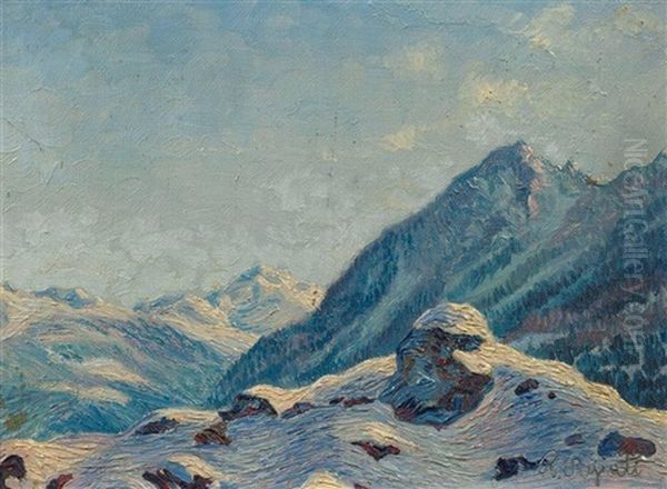 Sonnentag In Graubunden Oil Painting by Rodolfo Olgiati