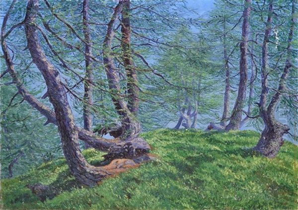 Sous-bois, Pinede Marine Oil Painting by Rodolfo Olgiati