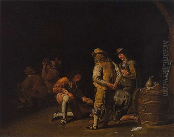 Soldaten Biem Wurfelspiel In Der Wachstube Oil Painting by Jan Olis