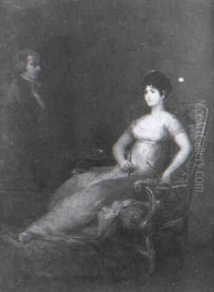 Retrato De La Marquesa De Villafranca Oil Painting by Eugenio Oliva