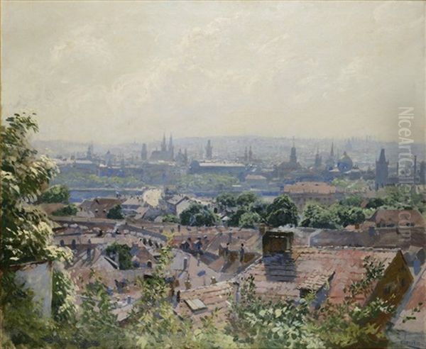 A View Of Prague Oil Painting by Viktor Oliva