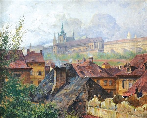 Prague Oil Painting by Viktor Oliva