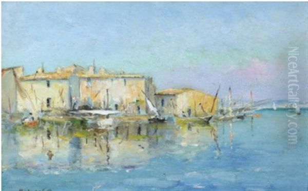 Port De Mediterrannee Oil Painting by Jean Baptiste Olive