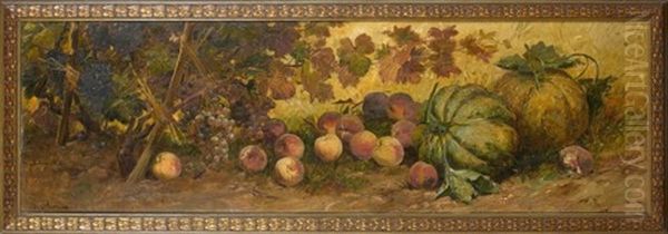 Nature Morte Aux Fruits Et Aux Pieds De Vigne Oil Painting by Jean Baptiste Olive