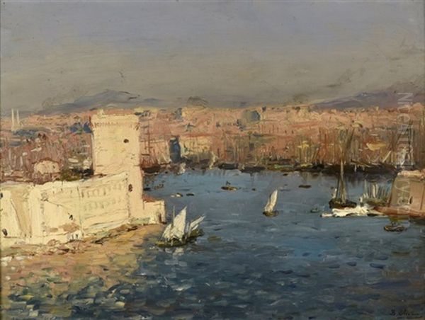 Entree Du Port De Marseille Oil Painting by Jean Baptiste Olive