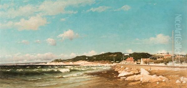 Plage Du Prado A Marseille Oil Painting by Jean Baptiste Olive