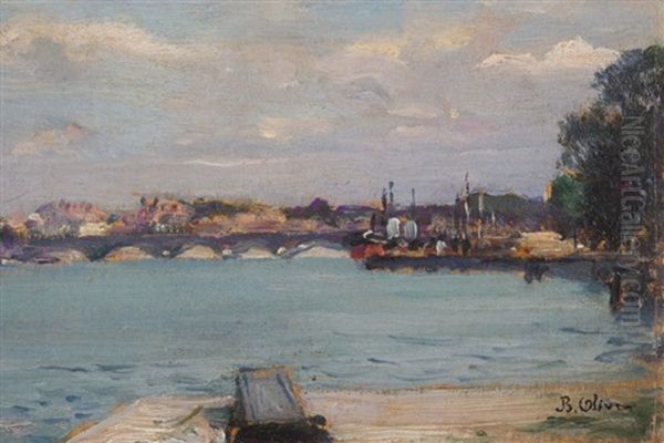 Bord De Seine Oil Painting by Jean Baptiste Olive