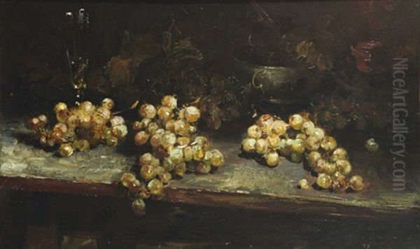 Grappes De Raisins Sur Un Entablement by Jean Baptiste Olive