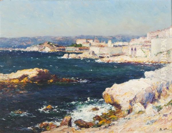 La Corniche A Marseille Par Grand Vent Oil Painting by Jean Baptiste Olive