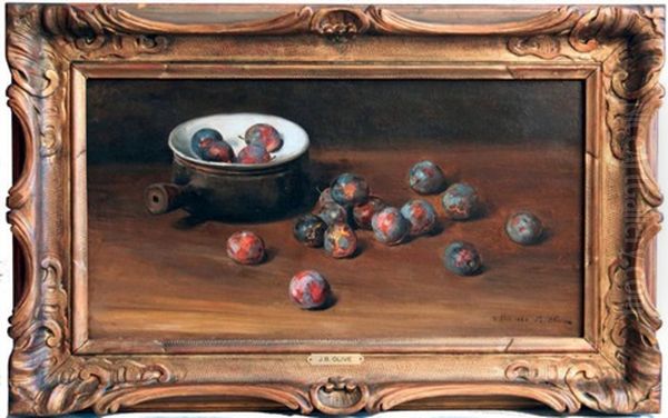 Nature Morte Aux Prunes Oil Painting by Jean Baptiste Olive