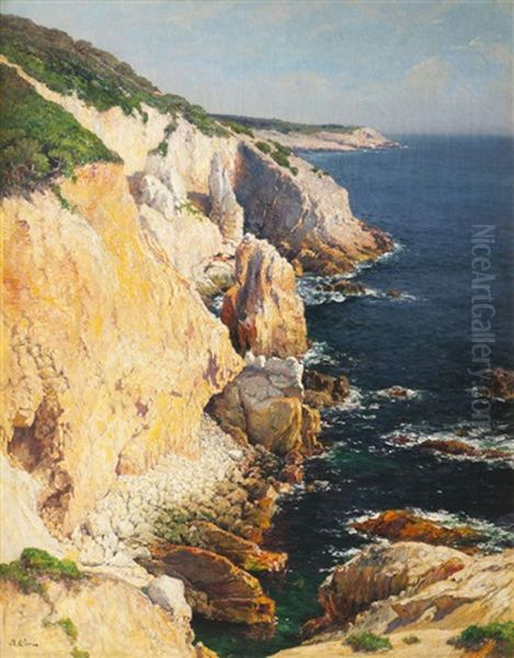 Lever De Soleil Sur La Calanque Oil Painting by Jean Baptiste Olive