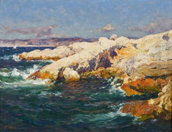 Les Rochers Vers Les Goudes, Marseille Oil Painting by Jean Baptiste Olive