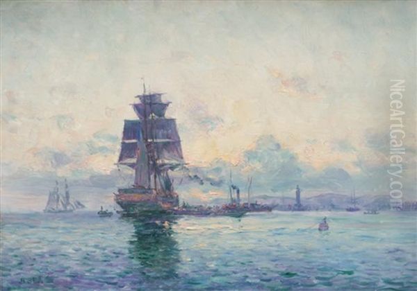 L'entree Du Port De Marseille Oil Painting by Jean Baptiste Olive