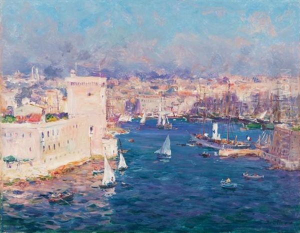 L'entree Du Vieux-port De Marseille Oil Painting by Jean Baptiste Olive