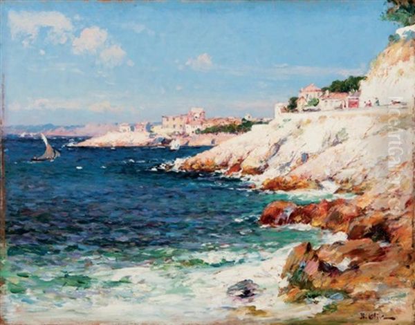 Vue De Malmousque Sur La Corniche A Marseille Oil Painting by Jean Baptiste Olive