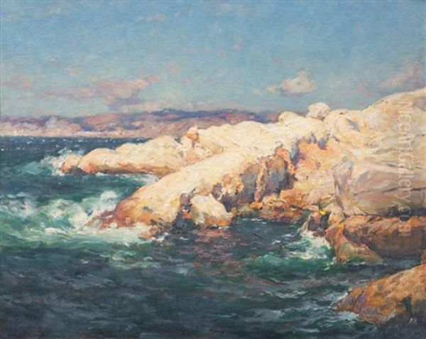 La Corniche A Marseille Vers Malmousque Par Temps De Mistral Oil Painting by Jean Baptiste Olive