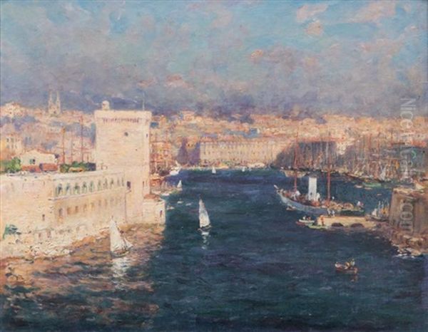 L'entree Du Vieux-port De Marseille Oil Painting by Jean Baptiste Olive