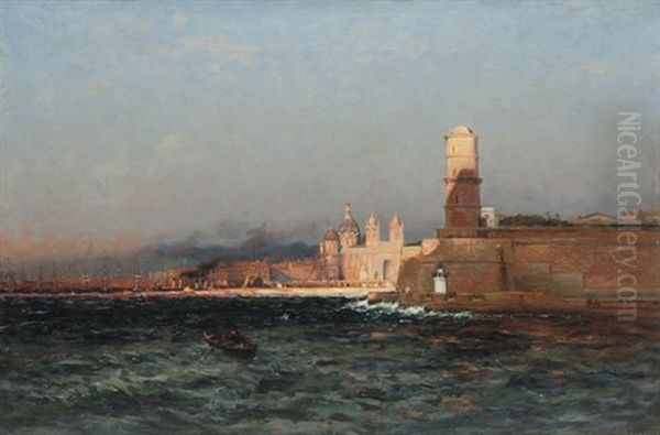 L'entree Du Port De Marseille Oil Painting by Jean Baptiste Olive