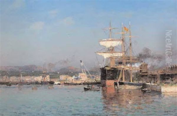 Port De Toulon Oil Painting by Jean Baptiste Olive