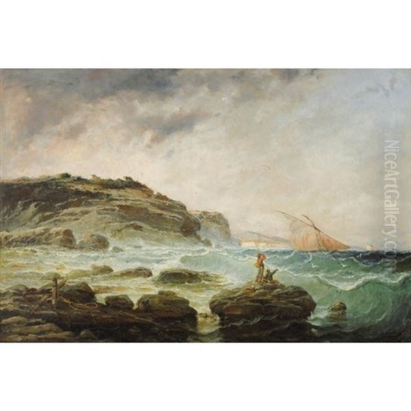 Grosse Mer Aux Environs De Marseille Oil Painting by Jean Baptiste Olive