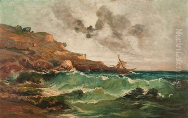 Bateau Dans La Tempete Oil Painting by Jean Baptiste Olive