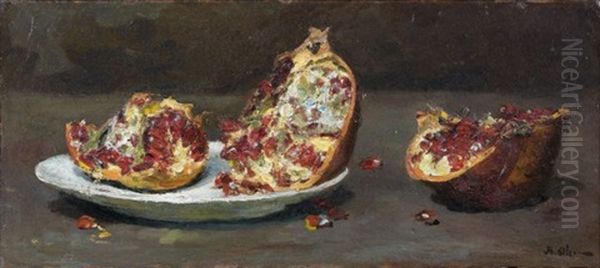 Nature Morte Aux Grenades Oil Painting by Jean Baptiste Olive