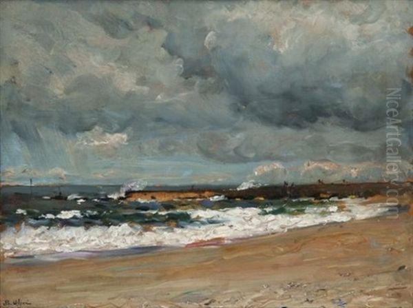 Vagues Sur La Plage Oil Painting by Jean Baptiste Olive