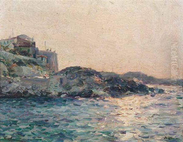 Bord De Corniche A Marseille Oil Painting by Jean Baptiste Olive