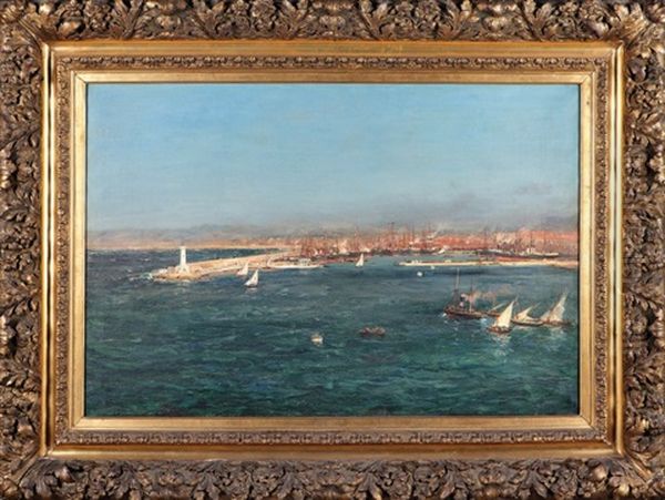 L'entree Du Port De La Joliette A Marseille Oil Painting by Jean Baptiste Olive