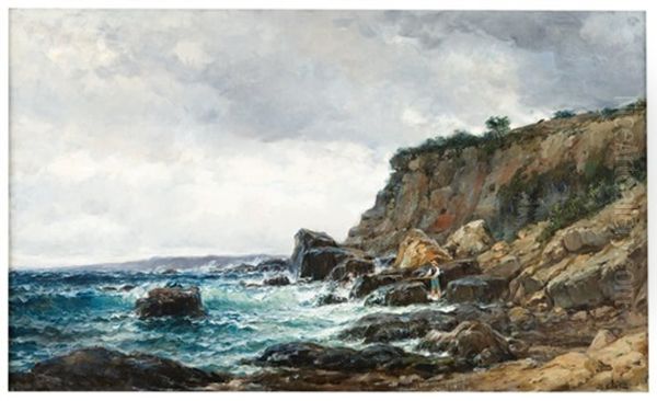 Pecheur Sur La Corniche Oil Painting by Jean Baptiste Olive