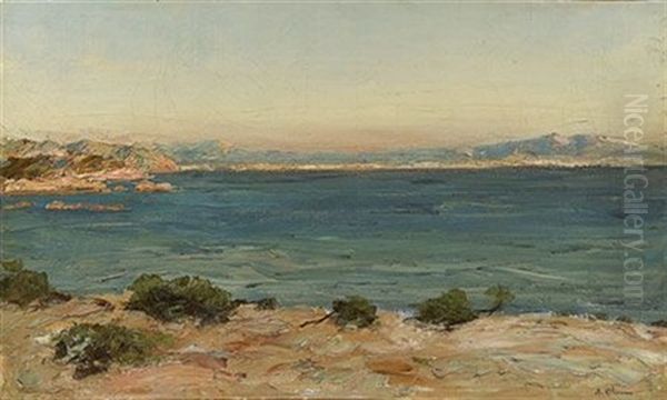 Vue Des Calanques Et De Marseille Oil Painting by Jean Baptiste Olive