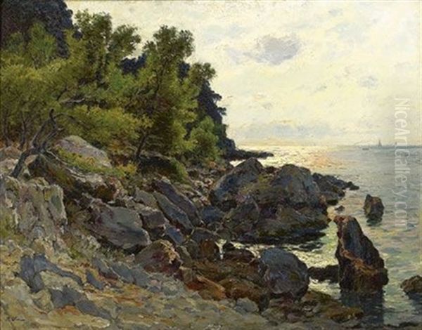 Chute Des Roches A Saint-cyr Oil Painting by Jean Baptiste Olive