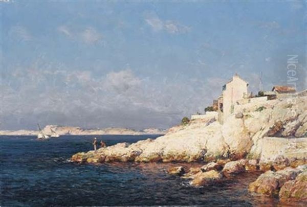 Rochers D'endoume, Marseille Oil Painting by Jean Baptiste Olive