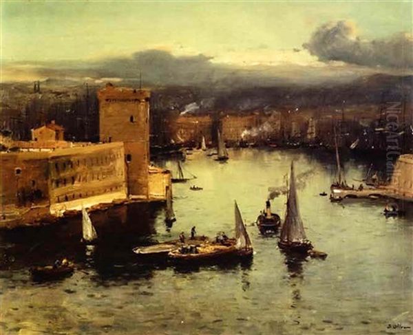 L'entree Du Port De Marseille Oil Painting by Jean Baptiste Olive