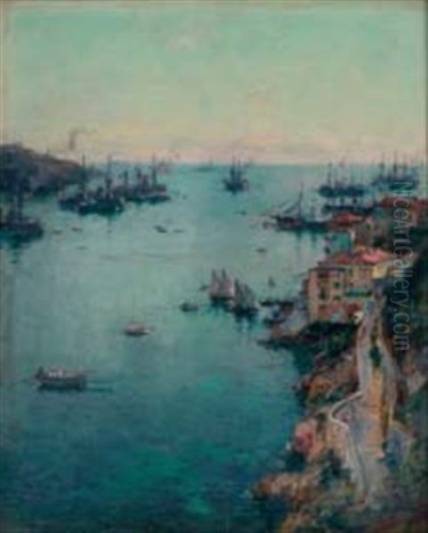 Vue De La Baie De Villefranche Oil Painting by Jean Baptiste Olive