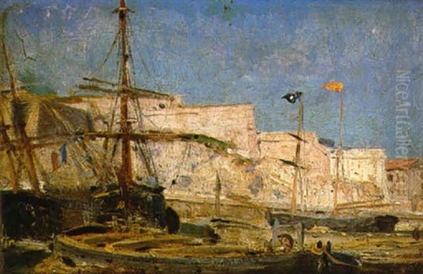 Petit Port Mediterraneen Oil Painting by Jean Baptiste Olive