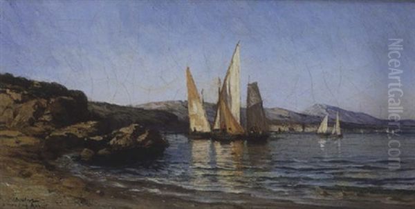 Voiliers Dans La Conche Oil Painting by Jean Baptiste Olive