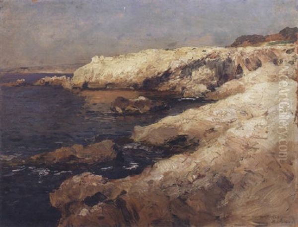 Rochers En Bord De Mer Oil Painting by Jean Baptiste Olive